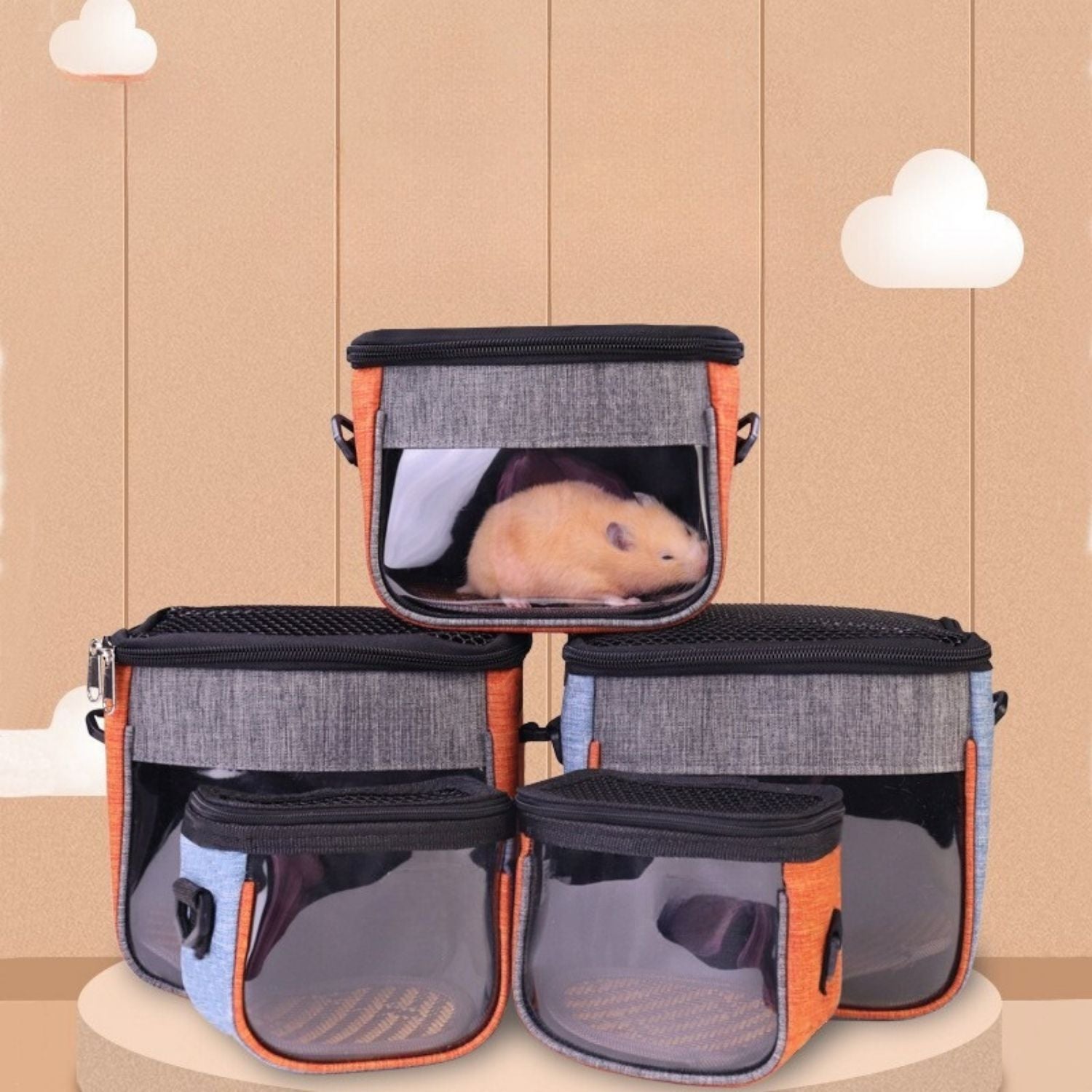 Hamsterdrager hamster in kleine reisdrager met transparante voorzijde